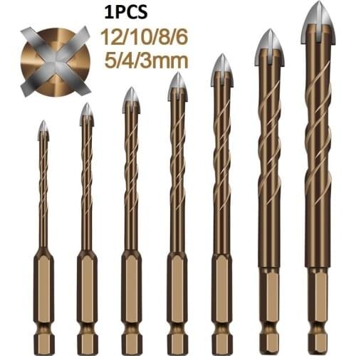 Cross Hex Tile Drill Bits Set 3/4/5/6/8/10/12mm Power Tools Drill Bit Sets Glass Ceramic Concrete Hole Opener Alloy Triangle Bit