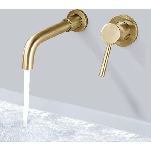 Bathroom Faucet Wall Mounted Hot And Cold Water Mixer Sink Tap Wash Basin Swivel Spout Single Lever Handle Embedded Faucet