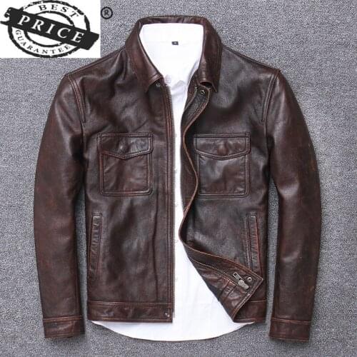 Real Leather 100% Jacket Men Autumn Winter Clothes 2021 Streetwear Fit Genuine Cow Leather Coat Mens Leather Jacket 1a20