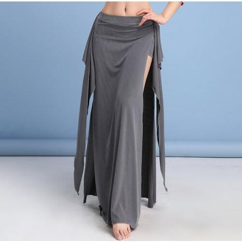 Class Wear Girls Oriental Dance Clothes High Elastic Long Skirt with Panties Side Slit Pratice Belly Dance Skirts Candy Colors