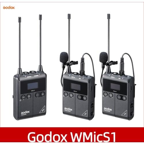 Godox WMicS1 Transmitter Receiver UHF Wireless Microphone Distance 100m for Sony Nikon Canon DSLR vs Comic Boya BY-WM8 Pro SYNCO