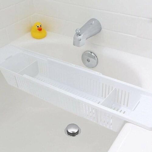 Bathtub Caddy Tray Plastic Bathtub Basket Shelf Rack Bath Toys Organizer Retractable Storage Rack CLH@8