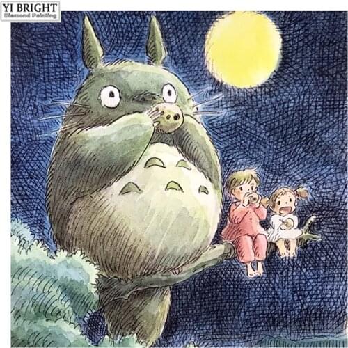 Full Square/Round Drill 5D DIY Diamond Painting "Totoro Sisters" Cartoon Crystal Embroidery Cross Stitch Mosaic Home Decor Gift