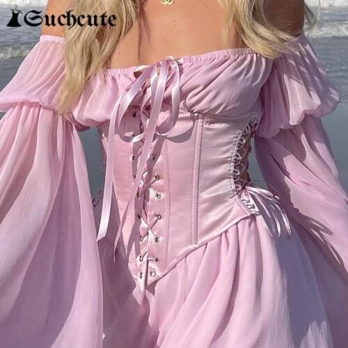 SUCHCUTE Sexy Sleeveless Hollow Out Corset Crop Top For Women Party Clubwear Lace Up Tube Top y2k Aesthetic Bustier Cummerbunds