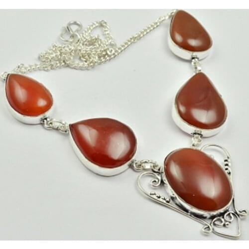 Carnelian Necklace Silver Overlay over Copper , 46.5cm, N2547