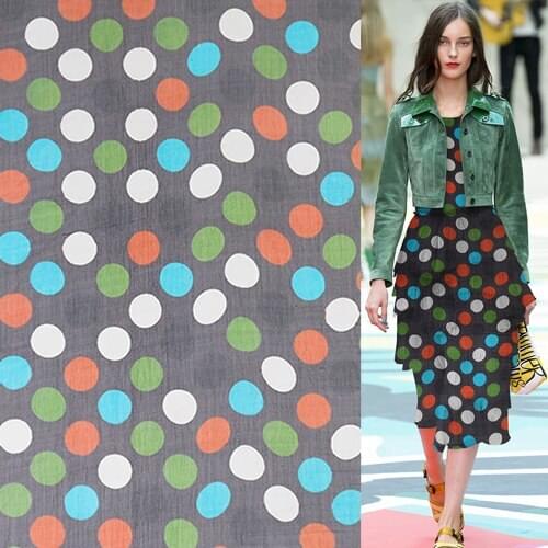 Middle size polka dot print crinkle silk georgetta gauze fabric sheer,SCG531