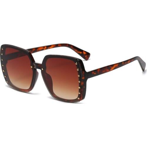 Big rectangle Rivet sunglasses women 2021 brand designer oversized ladies trendy sun glasses festival oculos de sol feminino