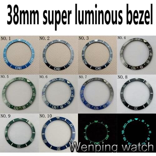38mm super luminous watch ceramic bezel ring Insert fits for 40mm GMT watches 40mm watch case