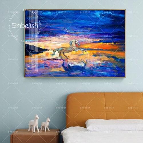 Embelish Beautiful Blue Running Horses Animals Landscape Wall Art Pictures For Living Room Home Decor Posters HD Canvas Painting