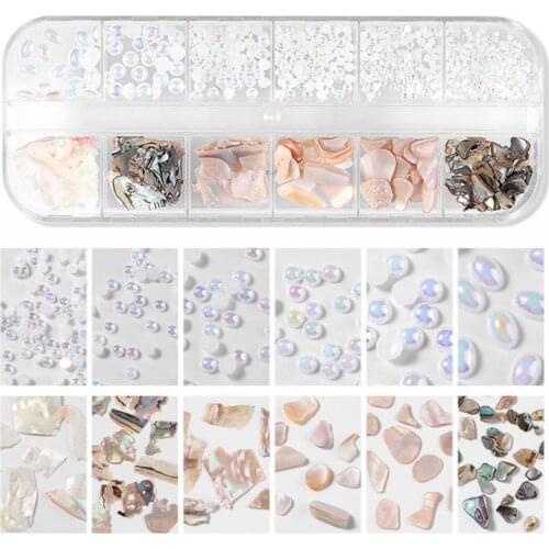 1Box Nail Decorations 3D Shiny Abalone Pearl Shell Slice Thick Shiny Nail Art Decoration UV Gel Tip Pearl Shell Pieces Nail Tool