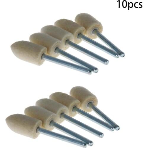 Utoolmart Peach Tip Type Grinding Heads 3x8 3x10 3x12 mm/inch Australian Wool Carbon Steel Nickel Plating Handle 5/10/15pcs
