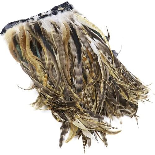 WCFeatherS Natural Pheasant Chicken Tail Feathers Fringe 10-12 Inch Black Feathers Ribbon for crafts Wedding dress Sewing Decor