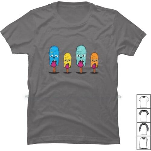 Zombie Ice Cream Stick T Shirt 100% Cotton Lifestyle Ice Cream Clothing Thing Style Stick Cream Tick Shot Ick Ice Hot
