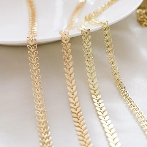 1 meter Gold-clad 14k18k Necklace for Men Women leaf hollow chain leaf diy handmade jewelry material accessories