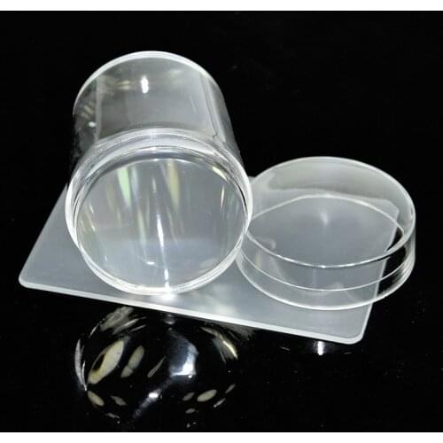 1Pc Transparent Nail Stamper + Scraper Nail Art Stamping Template Image Plates Nail Stamp Plate Nail Art Tools with Cap 4cm