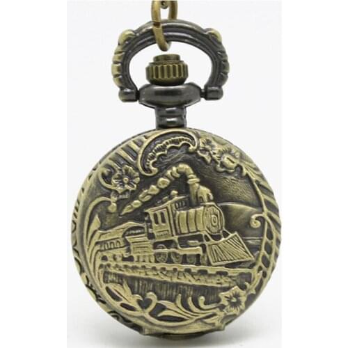 10pcs/lot Mini size SteamPunk heavy metal Lucky Train Pocket Watch Necklace pendant ,party gift