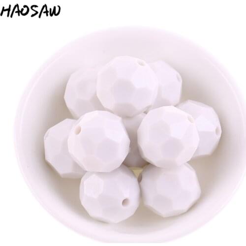 100Pcs 20MM White Solid Color Acrylic Faceted Beads Classic Jewelry Material For Kids Handmade Necklace KQWB-517718