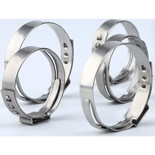 20pcs One Ear Stepless Hose Clamps 304 Stainless Steel Pipe Clips Clamping Quick Tube Clamp High Quality 6.5mm to 95.0mm