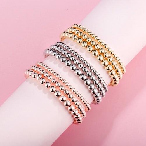 3Pcs Beads Bracelets 4mm 5mm 6mm CCB Plastic Beads Elastic Bangles Female Gift For Women Punk Fashion Jewelry Dropshipping 2021