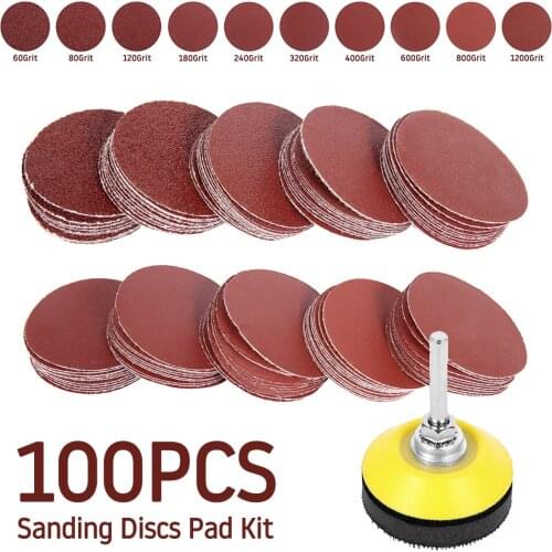 100pcs 2 inch 50mm Mix Sanding Sandpaper in Abrasive tool with Shank sanding Back-up Pad Self Stick Abrasive Tools Accessories