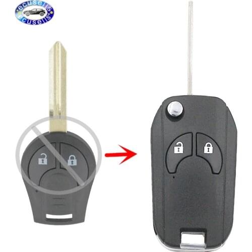 2 Buttons Flip Folding Key Shell for NISSAN Cube Micra Note Qashqai Juke Romote Key Case