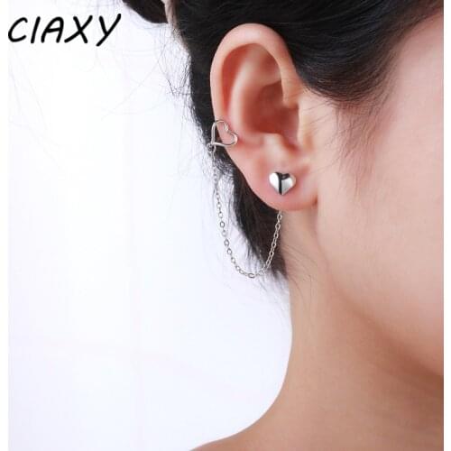 CIAXY 925 Sterling Silver 1 Piece Asymmetric Peach Heart Ear Clip Earrings for Women Exaggerated Cross-border Fashion Hot Sale