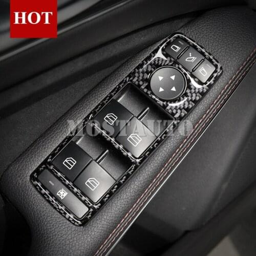 For Benz GLK X204 Carbon Fiber Car Door Window Button Trim Cover 2008-2015 4pcs Car Trim