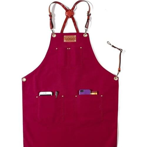 Barista double-sided cotton canvas apron restaurant baking floral painting tea shop uniform