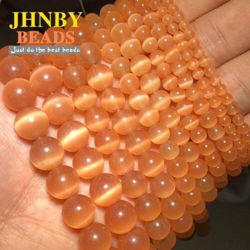 JHNBY Champagne Cats Eye Natural Stone 4/6/8/10/12MM Spacers Loose beads for Jewelry making DIY bracelets necklace accessories