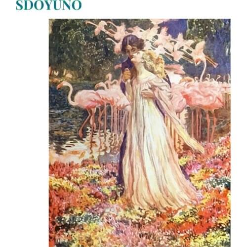 SDOYUNO Oil Paint By Numbers Kits Scenery Painting By Numbers On Canvas Figure Frameless 60x75cm Hand Painting DIY Home Decor