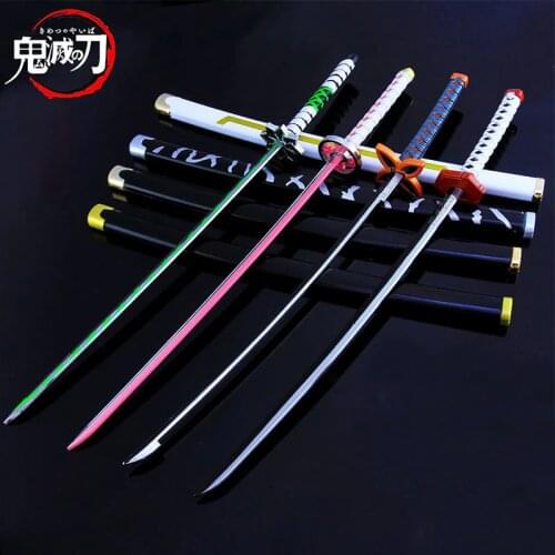Demon Slayer Sunwheel Knife Metal Gift Props Katana Real Swords Weapon Anime Battle Ready No Cutting Edge Bedroom Accessories