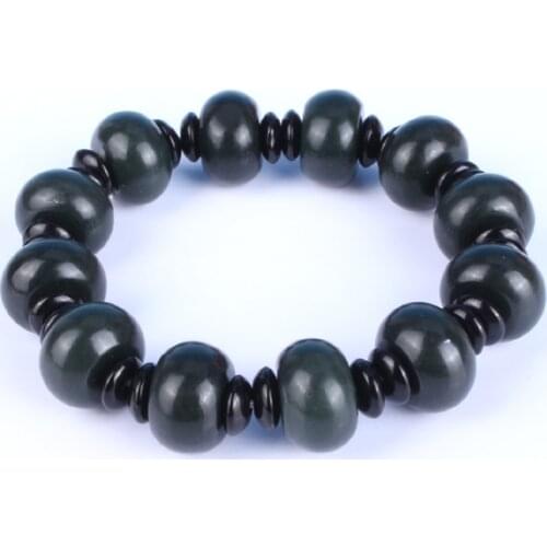 Fashion Natural Dark Green Hetian Jade Bracelet Drop Shipping Carved Abacus Beads Women Men Female Nephrite Qing Jades Bracelets