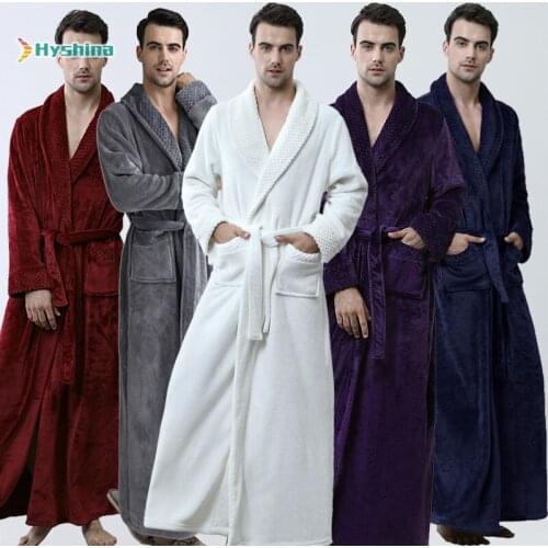 Mens Thickened Winter Flannel Couples Nightgown Coral Velvet Bathrobe Pajamas
