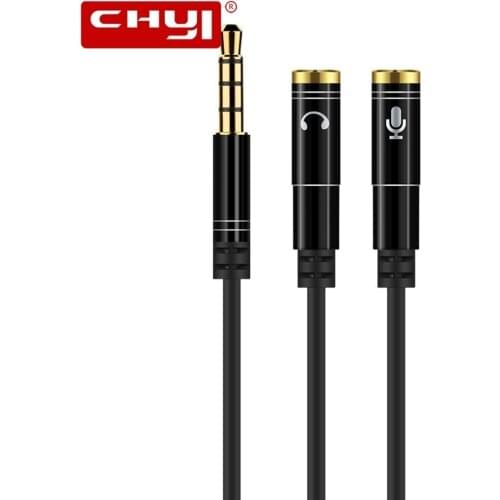 CHYI Headphones Earphone One 3.5mm Male Jack To Two 3.5mm Female Adapter Cable Wheat Audio Cable Two In One For PC Smartphone