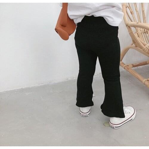 Baby girls solid color bell-bottomed pants kids cotton casual flared trousers clothes girls flare pants 4134
