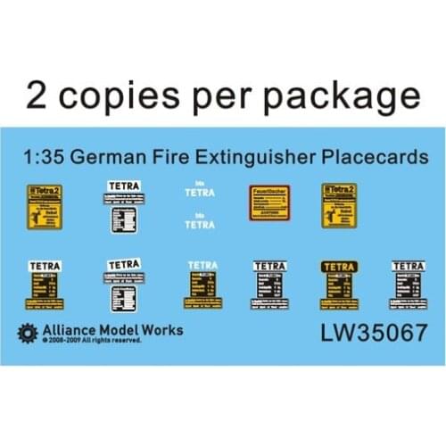 1/35 Scale WWII German Fire Extinguisher Placecards