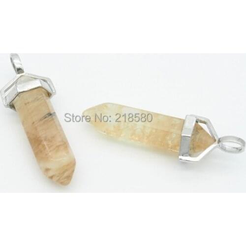 P15052217 Ice Citrin e Crystal Point Pendant with gold or silver bail