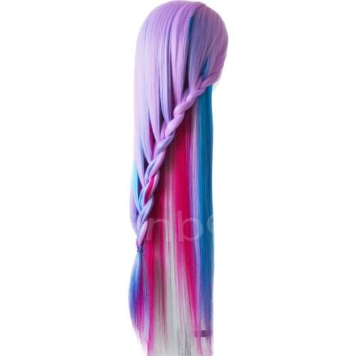 28" 100% High Temperature Firber Wig Head Nice Hairdressing Training Head For Sale Nice Dummy Mannequin Head With Hair Colorful