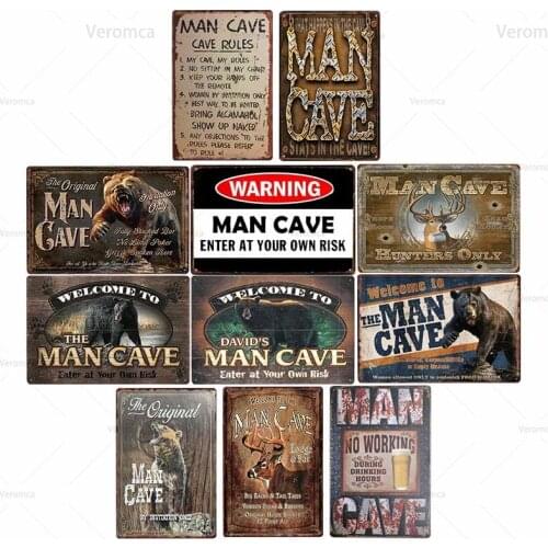 Man Cave Rule Decor Poster Plaque Metal Tin Sign Vintage Bar Wall Painting Man Cave Art Home Decor Iron Plate 20X30Cm