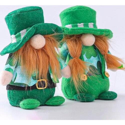 Plush Doll Exquisite Ornaments Lovely Shape Handmade Green Easter Faceless Doll for Home Decoration Scene Layout