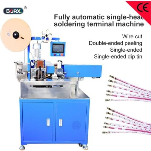 Fully automatic single head soldering terminal machine Flat ribbon wire tin dipping machine one end strip cut and crimping