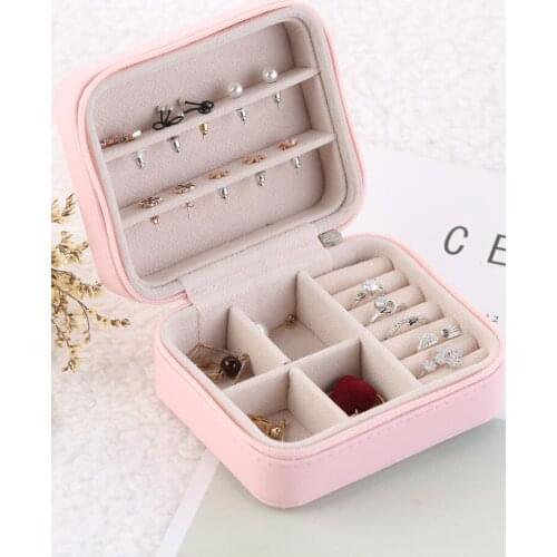 Portable Travel Jewelry Storage Box Ear Stud Necklace Ring Organizer Display Women Birthday Gift