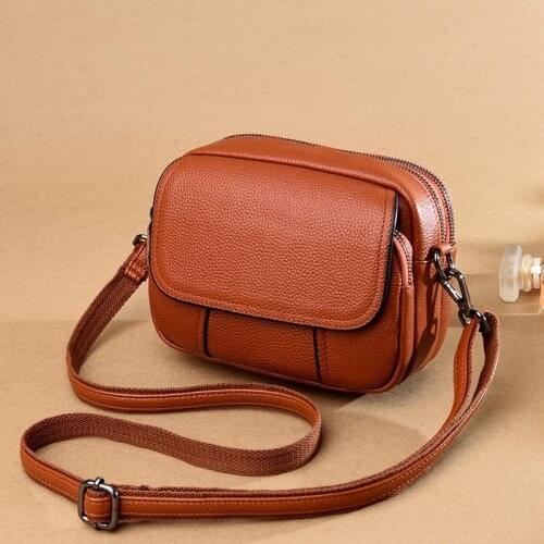 Casual Messenger Bag Small Square Bag Female 2020 New Fashion Joker Leather Shoulder Bag First Layer Cowhide Womens Bag