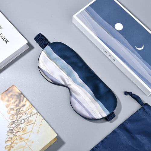 Blue Ocean Pattern Sleeping Mask Mulberry Silk Eyes Mask Soft Breathable Blindfold Headband Eyepatch Night Mask With Gift Box