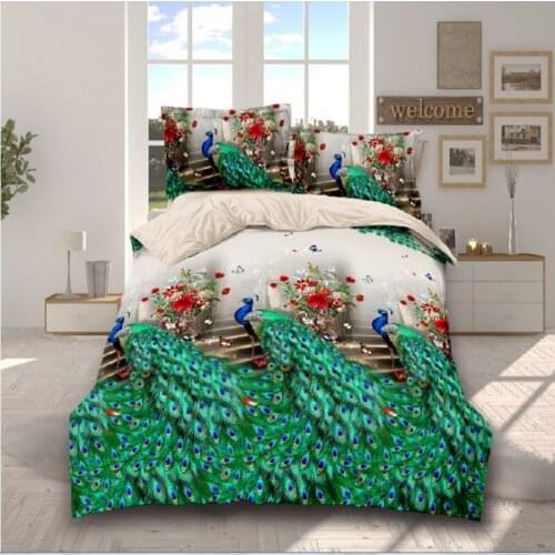 4PCS 3D Peacock Luxury Bedding Set Duvet Cover Bed Sheet Pillowcases Fashion Bedding Sets