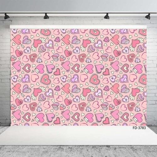 Pink Cartoon Heart Photography Backgrounds Decoration Baby Shower Child Poster Portrait Backdrops Photocall Photo Studio Props