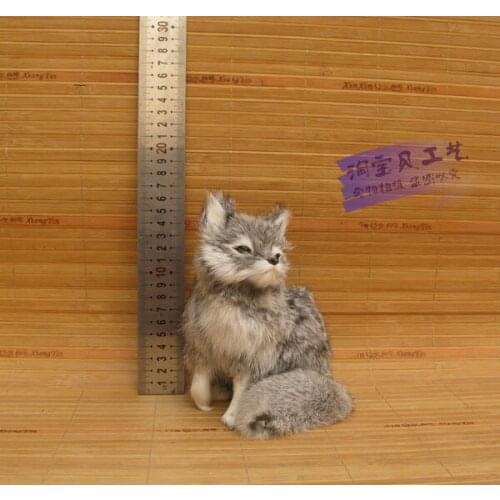 Gray simulation fox toy polyethylene&fur cute small fox model gift about 12x10x15cm 2542