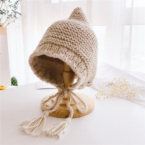 5 Colors Winter Kids Hat for Girls Handmade Children Witch Hats Baby Boy Cap Adjustable Bonnet Kids Cap Beanie 2-8Y