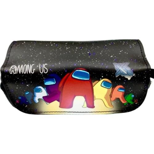 Among Us school pencil case Cartoons Double-layer Zipper Cosmetic bag