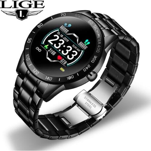 LIGE Smart Watch Men Fitness Tracker IP67 Waterproof Heart Rate Blood Pressure Pedometer For Android ios Sports smartwatch +Box